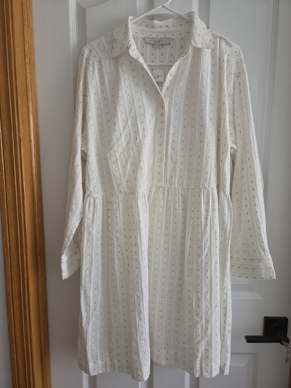 LOFT Cream Long-Sleeve Womens Dress